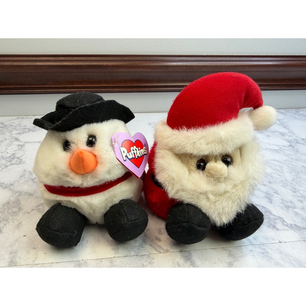 Swibco Puffkins Christmas Plush Lot Flurry Snowman Limited Edition Santa Claus